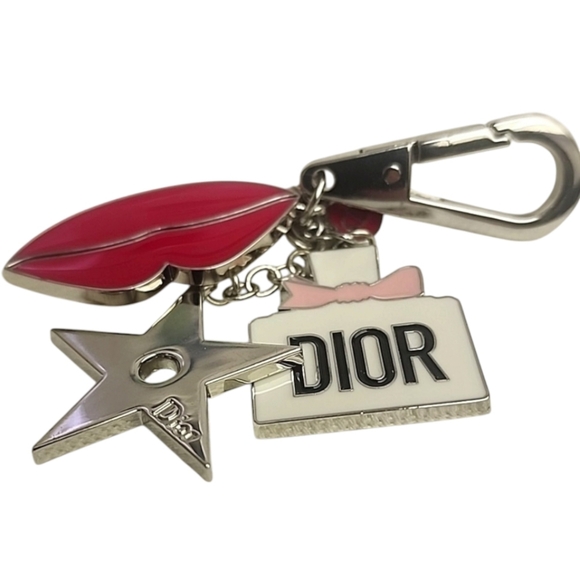 Dior Accessories - DIOR Purse Bag Charm Keychain Key FOB Miss Dior Bottle Logo Star Kiss Dust Bag